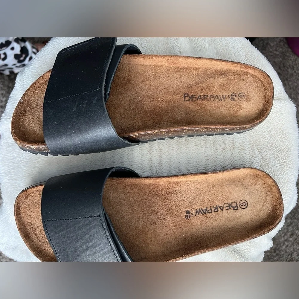 Black Bearpaw slides sandals‎ shoes women’s 8 - Picture 2 of 3